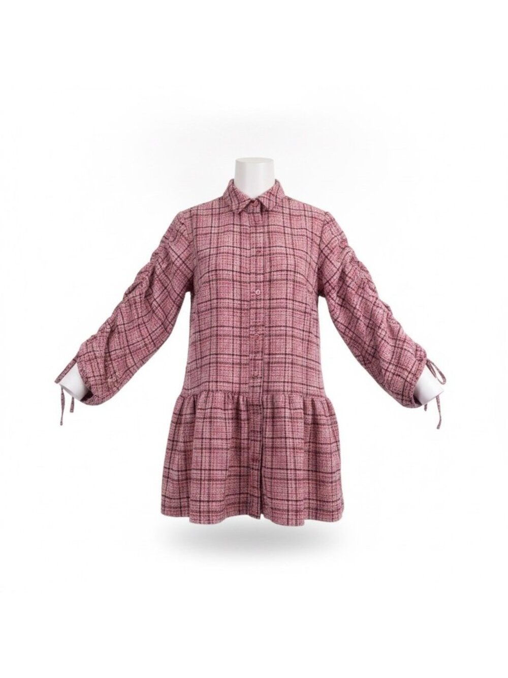 ASOS Design Womens Pink Check Button-UpMini Smock Dress Size 10 US